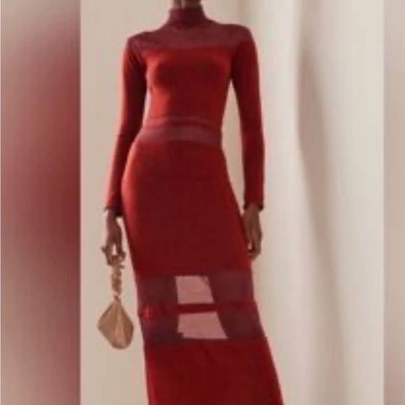 cult gaia Dresses & Skirts - Cult Gaia Bank Knit sheer panel Long Sleeve Dress size S-M